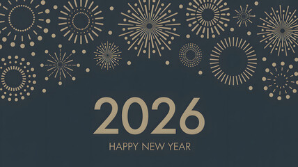 Elegant 2026 new year celebration with fireworks and festive design
