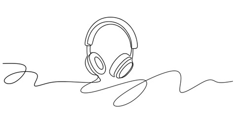 Sound in a Single Stroke, A continuous line drawing of over-ear headphones with elegant curves