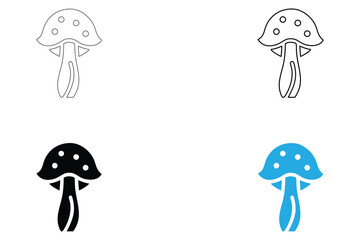 mushroom icon vector set, mushroom icon symbol vector silhouette and line art