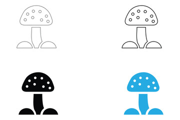 mushroom icon vector set, mushroom icon symbol vector silhouette and line art
