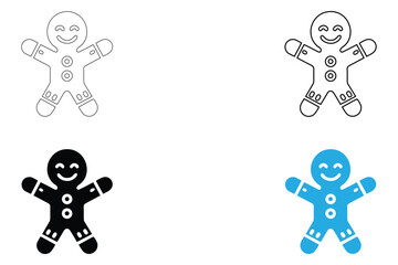 Gingerbread man icon vector set, gingerbread icon symbol vector silhouette and line art