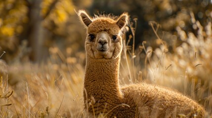 Adorable Fluffy Alpaca Portrait
