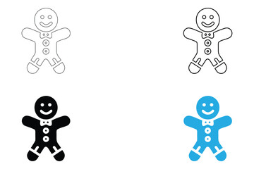 Gingerbread man icon vector set, gingerbread icon symbol vector silhouette and line art