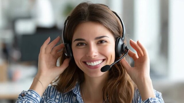 Cheerful Operator: A friendly operator, with a warm smile, wearing a headset, providing exceptional customer service.