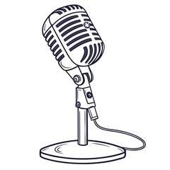 microphone line art style illustration vector eps 10