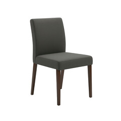 Modern upholstered dining chair with wooden legs isolated on transparent background