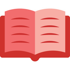 Open Book Symbol With Red And Pink Pages And Cover And Transparent Background Representing Knowledge Education And Information