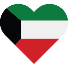 Kuwait Flag Heart Shape Green White Black Red Patriotic Symbol Transparent Background Love Nation
