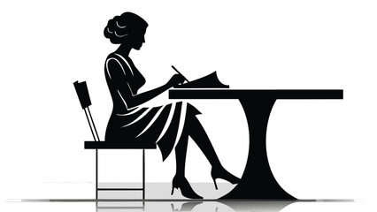 Dynamic composition featuring a stylized silhouette of a woman in an elegant pose suitable for artistic and design applications