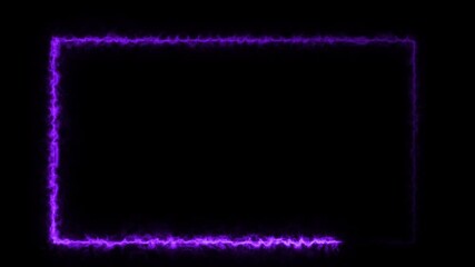 Energetic purple glowing neon frame border animation on black background footage - Powered by Adobe