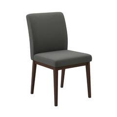 Modern upholstered dining chair with wooden legs isolated on transparent background