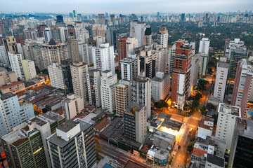 A panoramic shot of Sao Paulo, the largest city in Brazil, highlighting its dense urban development...