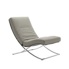 Modern lounge chair with metal frame isolated on transparent background