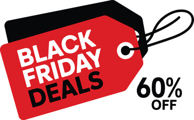 Black friday deals sixty percent off sale discount promotion shopping tag price savings