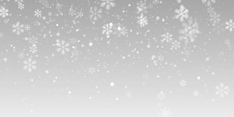 Fototapeta premium PNG falling snow on transparent background with light snowfall and snowflakes bokeh lights