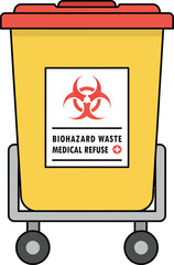 Medical Waste Bin Icon for Hazard Disposal and Hospital Safety Compliance