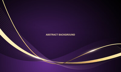 Abstract luxury golden ribbon wave curve on purple background vector
