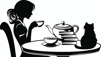 Minimalist flat vector illustration of a woman s silhouette in profile showcasing a clean and modern design suitable for various applications