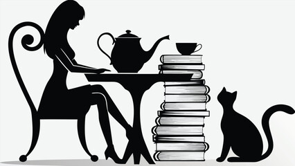 A minimalist flat vector illustration of a woman s silhouette showcasing a clean and modern design with vibrant or grayscale color options perfect for diverse graphic applications