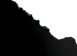 Black Torn Paper Edge Texture on White Background
