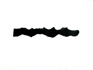 Black Torn Paper Edge Texture on White Background