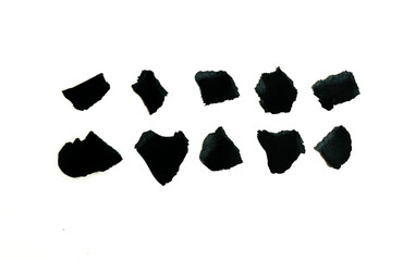 Set of Black Torn Paper Edge Texture on White Background