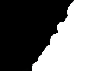 Black Torn Paper Edge Texture on White Background