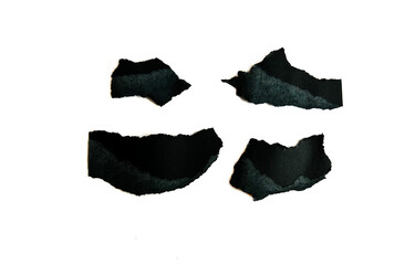 Set of Black Torn Paper Edge Texture on White Background