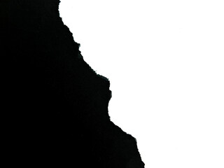 Black Torn Paper Edge Texture on White Background