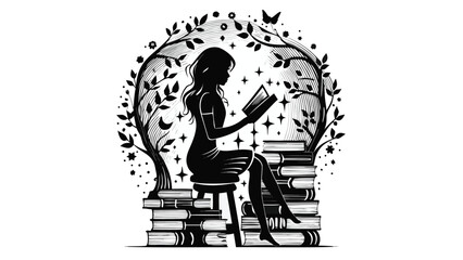 A vibrant flat vector illustration depicts a young woman s silhouette in profile showcasing a modern and minimalist design with bold color elements and clean lines perfect for graphic design projects