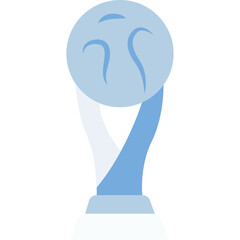 Light Blue Sports Trophy with Abstract Swirls on Transparent Background Award Symbol Victory Celebration