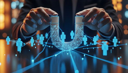 Attracting Talent Businessman Using Digital Magnet with Network Connections