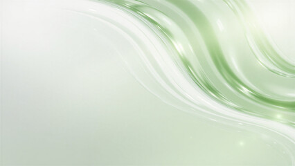 Naklejka premium Abstract Futuristic Flowing Green and White Waves with Subtle Light Streaks and Glossy Texture