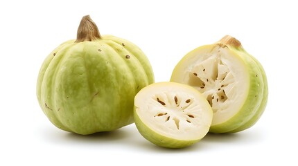 Fresh green kiwi fruit, Sliced green pumpkin