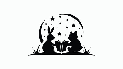 Charming flat vector illustration featuring two adorable whimsical animals in a playful colorful scene perfect for children s designs and creative projects