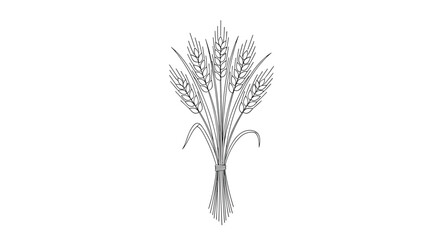 A classic black and white line art illustration depicting a neatly tied bundle of golden wheat stalks, symbolizing harvest, agriculture, and natural sustenance.
