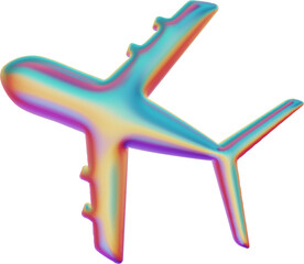 Obraz premium 3D Metallic Airplane Icon, Chrome Travel Symbol
