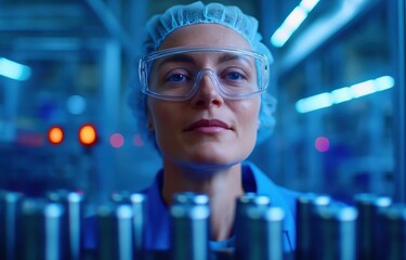 Woman works in a laboratory focused on manufacturing lanthanum nickel metal hydride batteries