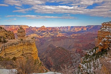 Grand Canyon winter cliffs and valley view