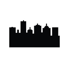 Obraz premium Black Cityscape Silhouette, Urban Skyline, Modern Architecture, Downtown Buildings, Vector Art