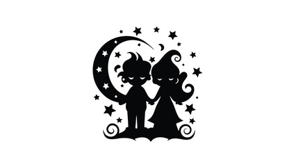 Highly detailed flat vector illustration featuring two distinct characters in a vibrant and colorful scene perfect for graphic design projects and digital art