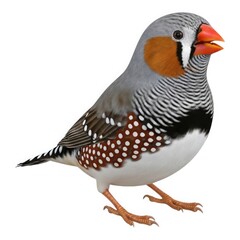 Fototapeta premium A colorful zebra finch isolated on transparent background showcasing its distinctive markings and vibrant plumage in detail