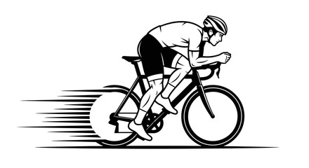 Obraz premium Illustration of a cyclist riding a racing bicycle with speed lines indicating motion.