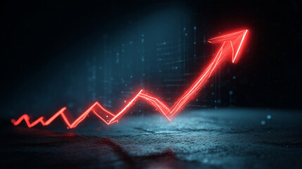 Financial graph illustrating rising business performance, strong economic indicators and a positive growth outlook for companies and investors