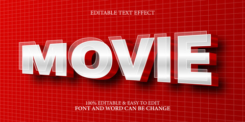 Movie 3D Editable Text Effect on Red Background