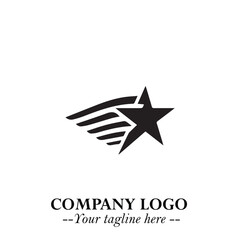 Obraz premium Black Star Moving Fast Logo Symbol in Dynamic Minimal Vector Style on Clean White Background