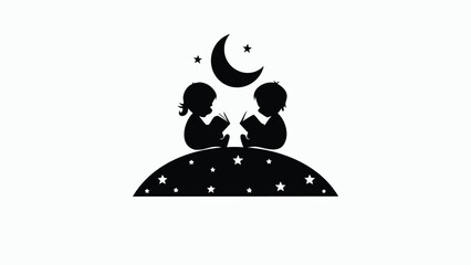 Overhead perspective of two child silhouettes sitting together symbolizing childhood friendship and shared moments suitable for banners and advertisements