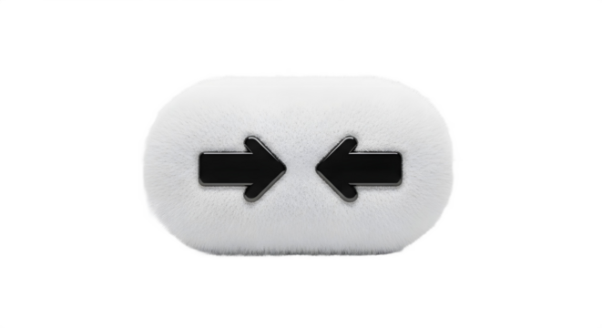 White button with two black arrows pointing towards each other on transparent background