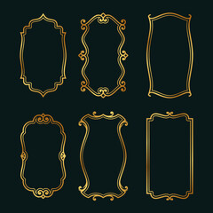 Luxury Golden Ornamental Vector Frame Collection on Dark Background