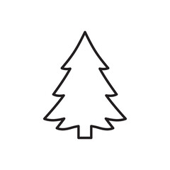 Minimalist Christmas Tree Outline Isolated on a White Background